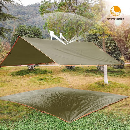 FREE SOLDIER Waterproof Portable Tarp Multifunctional Outdoor Camping Traveling Awning Backpacking Tarp Shelter Rain Tarp (Camo 10×10.5ft)