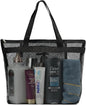 Portable Mesh Shower Caddy Tote Bag Hanging Toiletry Bag with Zipper for Travel, Bath, Gym, Beach, Camping, Swimming, Sunscreen, Dorm (Black)