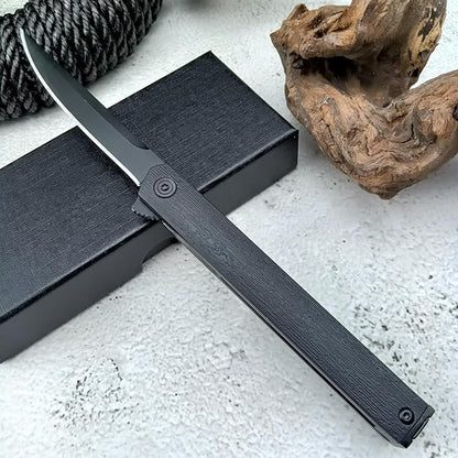 7.76in CEO Flipper Pocket Folding Knife, Liner Lock Knife Gentleman's Knife with Pocket Clip, 8Cr13Mov Steel Black Blade and Nylon Glass Fibre Handle，Camping EDC for Men (black blade)