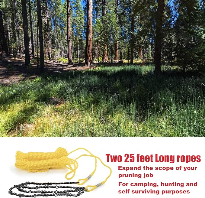 36 Inches handsaw, 48 Cutting Teeth/Blades(24 Double-side/Bi-Directional),With Carry Pouch and High Reach Tree Limb Hand Rope,For Outdoor Surviving,Camping,Hunting,Tree Branch Cutting