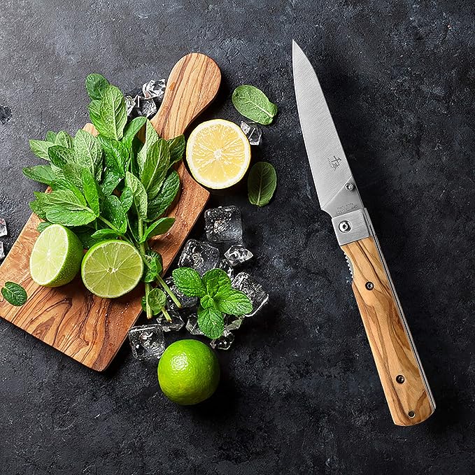 440A stainless steel Ultra sharp pocket folding Japanese peeling utility knife Natural Olive Handle Camping trip Outdoor Portable knife