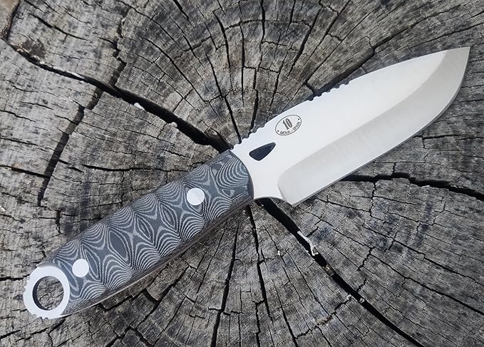 JEO-TEC Nº10 Bushcraft Survival Knife | Full Tang Fixed Blade Outdoor Camping Utility Hunting Knife In Kydex Sheath | MOVA Steel Fire Starter Scraper | Gift For Him