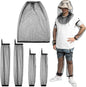 5 Pcs Mosquito Netting Suit-Extra Large Mosquito Head Net Mesh,Arm and Leg Sleeves-Mosquito Protection Suit for Men Women Camping Hiking Fishing