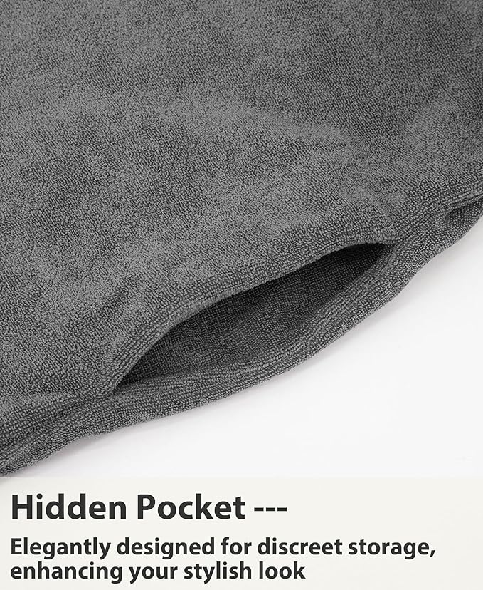 Weecreeture Hooded Towel Poncho with Zipper and Pocket, Surf Poncho for Men and Women, Beach Bath Changing Robe Cover Up Dark Gray L