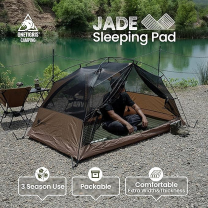 OneTigris Camping Sleeping Pad, Jade Ultralight Camping Mattress 2.8 R-Value Inflatable Sleeping Pads Compact for Camping Backpacking Hiking Traveling Tent 28.3 Extra-Wide with Patch-up Kit