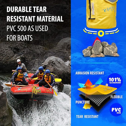 Waterproof Kayak Bag - Floating Dry Backpack for Camping - Sack for Beach Boating or Fishing with Internal and External Pockets (Black 10L)