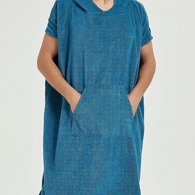 III HHONS Mens Beach Coverup Towel Poncho Adult Hoodie for Women Hooded Swim Towels for Adult Lake Blue