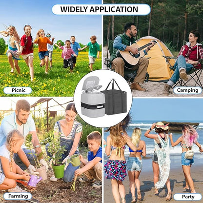 HSM 6.4 Gallon Waste Tank Portable Toilet for Camping RV Boating Fishing Indoor Outdoor Toilet Compact Double-outlet Anti-leak Seal Ring Commode with Travel Bag Sprinkling Bottle