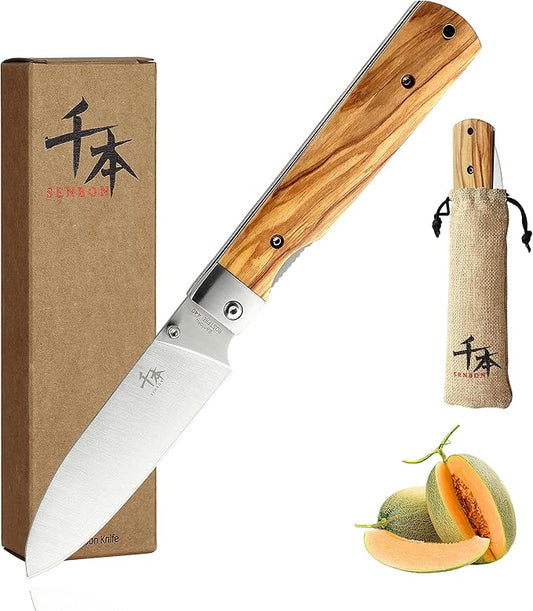 440A stainless steel Ultra sharp pocket folding Japanese peeling utility knife Natural Olive Handle Camping trip Outdoor Portable Fruit knife