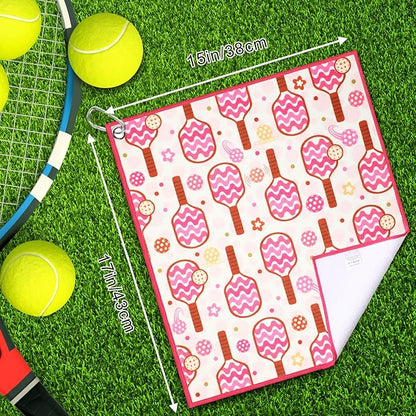 15 x 17 Inch Microfiber and Cotton Sports Towels Athletic Sports Gifts Funny Prints Sports Themed Gifts with Hook Clip for Men Women Sports Gym Accessories (Pink,Hollow Ball)